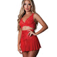 Ensemble soutien-gorge sans armature, porte-jarretelles et culotte 3 pièces Sugar High - Rouge T S/M