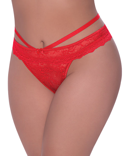 Ooh La Lace Tanga Atrevida Transparente Roja Talla Grande