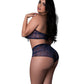 Conjunto de 2 piezas de top corto con cuello halter y pantalón corto reflectante Blacklight Hazy Dayz Butterfly - Negro Multi QN