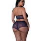 Conjunto de 2 piezas de top corto con cuello halter y pantalón corto reflectante Blacklight Hazy Dayz Butterfly - Negro Multi QN