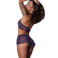Conjunto de 2 piezas (Top corto halter y pantalón corto) Hazy Dayz Reflectante Luz Negra Ositos de Goma - Multicolor L/XL