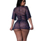 Hazy Dayz Butterfly Blacklight Reactive Halter Top con Tanga y Vestido Set de 3 piezas - Negro Multi QN