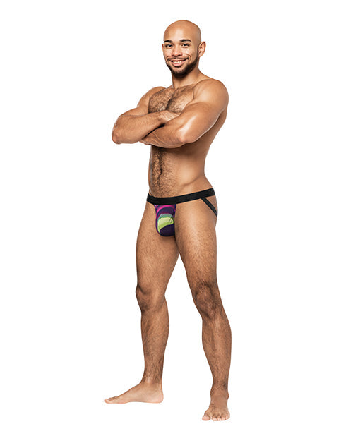 Jockstrap Galactique Transparent Multi Couleurs en Poly Spandex avec Anneau Lanières L/XL
