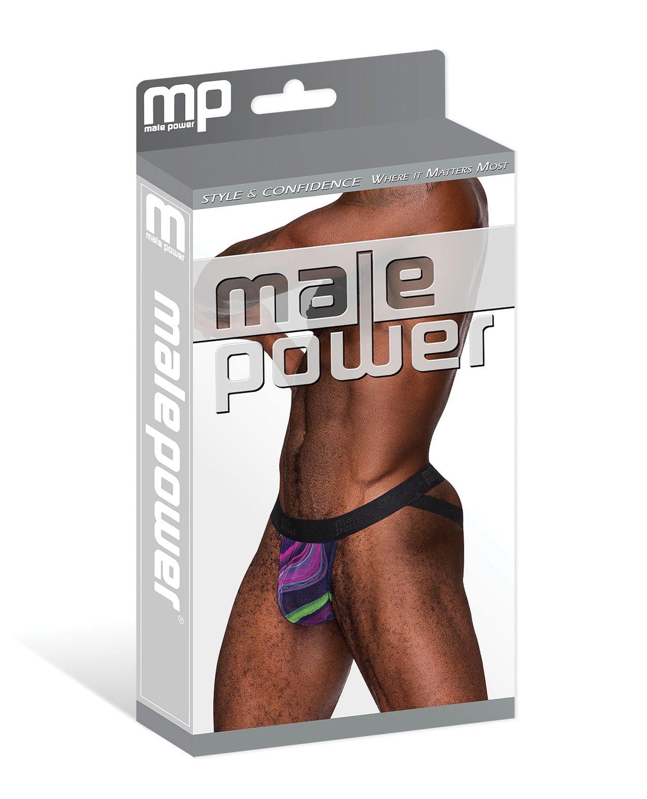 Jockstrap Galactic Sheer en Polyester et Spandex avec Anneaux et Bandes Multi-Couleur S/M