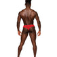 Tanga de encaje atrevido con abertura, rojo, G/XG