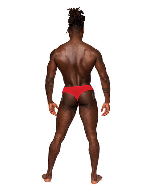 Tanga de encaje atrevido con abertura, rojo, G/XG