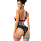 Top de un solo hombro Pride, liguero y braga negros estampados G/XL