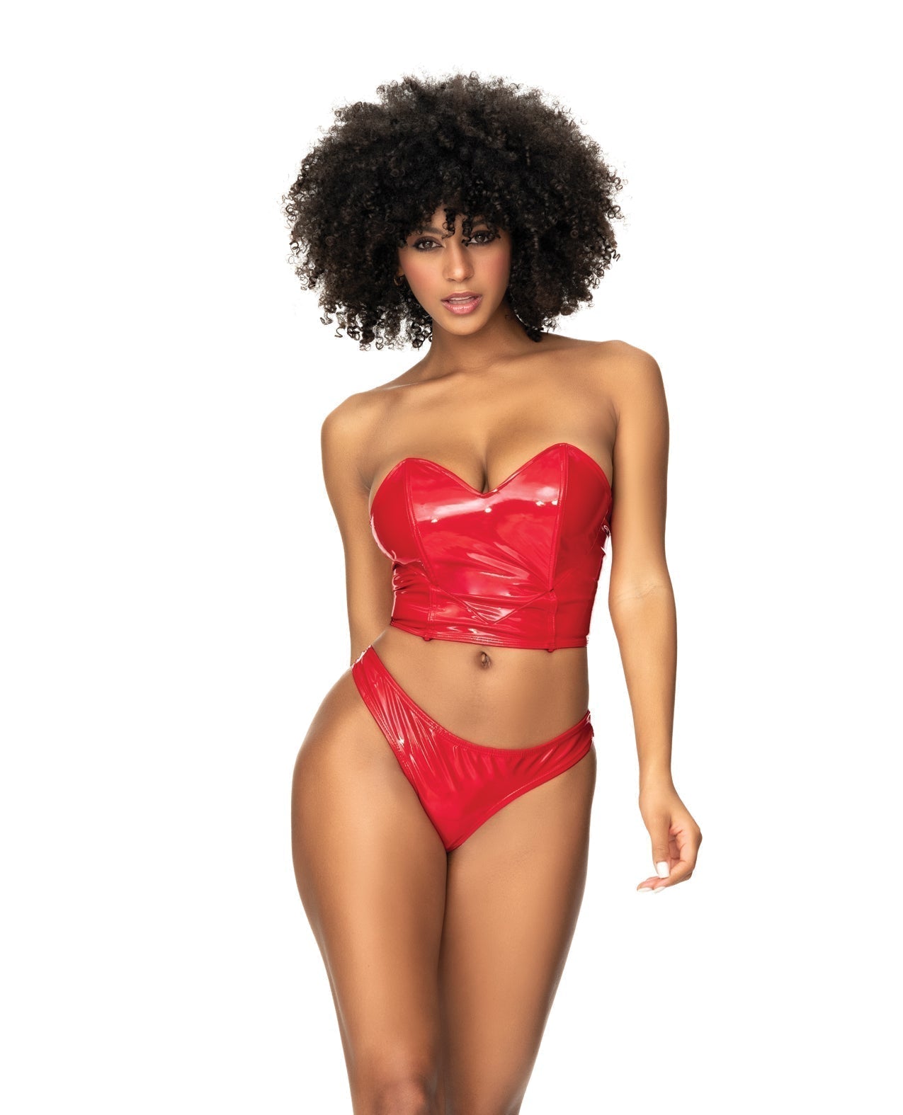 Babydoll dos en uno efecto mojado, rojo, talla grande
