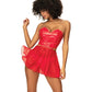 Babydoll dos en uno efecto mojado, rojo, talla grande