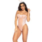 Body Bunny sexy à armatures avec dos lacé et serre-tête rose L/XL