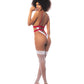 Disfraz de enfermera sexy (body y gorro) blanco/rojo S/M