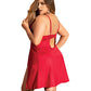 Babydoll elástico con encaje y tanga, rojo 1X/2X