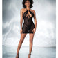 Baby Doll con Aros y Tanga de Rayas Negras XL