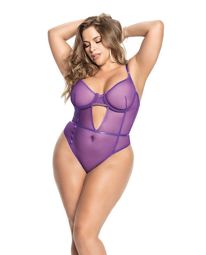Body en résille transparente à armatures avec bretelles réglables et fermeture à l'entrejambe Orchid 1X/2X
