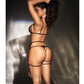 Top de malla con cobertura ajustable, liguero y tanga negro S/M