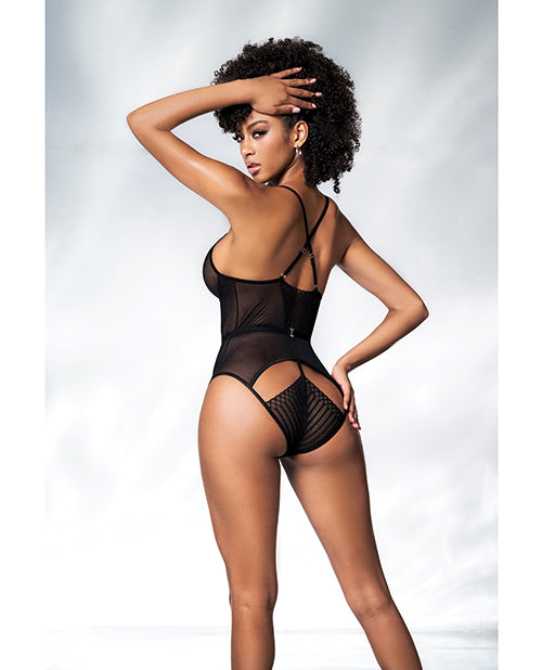 Body stringy à découpes en maille Noir L/XL