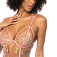 Body brodé floral avec armatures et porte-jarretelles rose petite taille