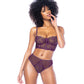 Bustier à armatures avec bretelles amovibles et string taille haute, ensemble 2 pièces - mûre TP