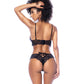 Ensemble 2 pièces papillon de nuit en dentelle et résille – Noir S/M