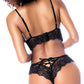 Ensemble 2 pièces papillon de nuit en dentelle et résille – Noir S/M