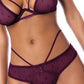 Top con aros de malla de lunares con braguita de espalda abierta - Vino L/XL
