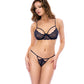 Haut en dentelle à armatures avec string coquine et porte-jarretelles – Bleu nuit TP/P