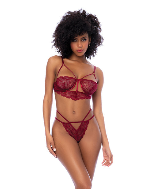 Ensemble 2 pièces dentelle armatures et string - Palissandre G/TG