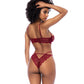 Ensemble soutien-gorge à armatures en dentelle et string - Bois de rose S/M