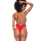 Body en dentelle avec décolleté en V plongeant et agrafes à l'entrejambe - Rouge L/XL