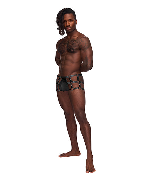 Short en nylon élasthanne Vulcan Fetish avec cages noir T L/XL