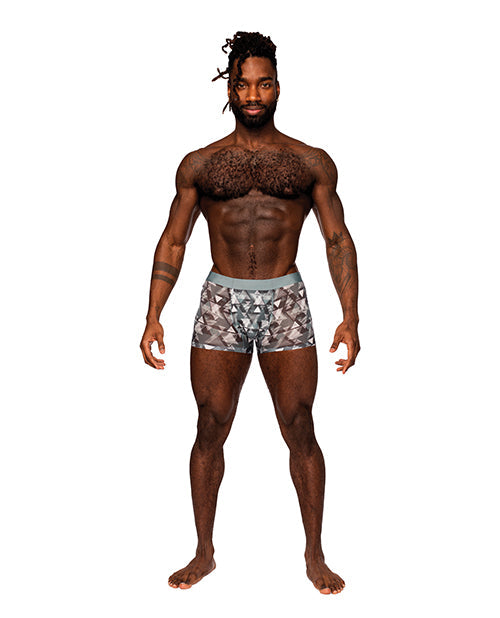 Short sans coutures en maille extensible polyester lycra imprimé transparent motif optique XL