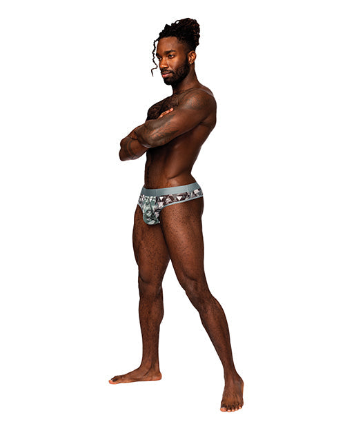 Tanga de malla de poliéster y elastano con estampados transparentes Optical L/XL