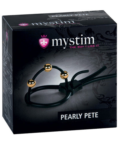 Correa Mystim Pearly Pete Corona con bolas doradas - Negro