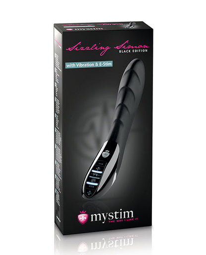 Mystim Sizzling Simon Vibrador eStim Edición Negra - Negro
