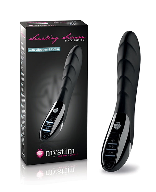 Mystim Sizzling Simon Vibrador eStim Edición Negra - Negro