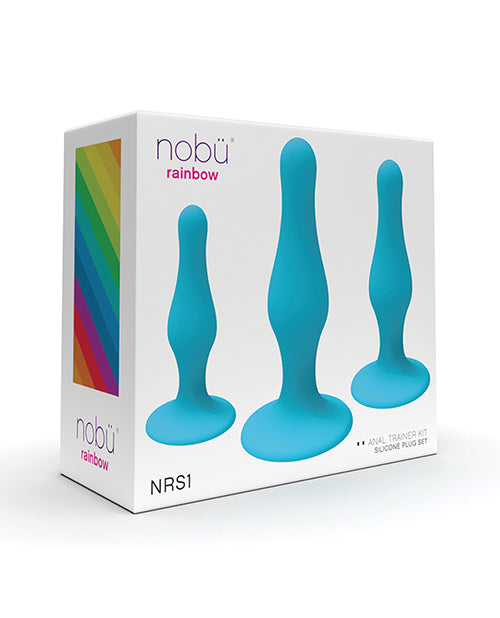 Ensemble de plugs anaux en silicone Nobu Rainbow - Bleu