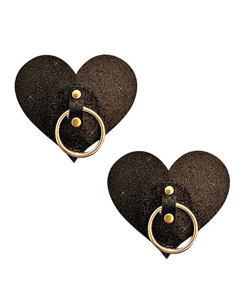 Cache-tétons Cœurs à Paillettes Neva Nude After Midnight - Noir Taille Unique