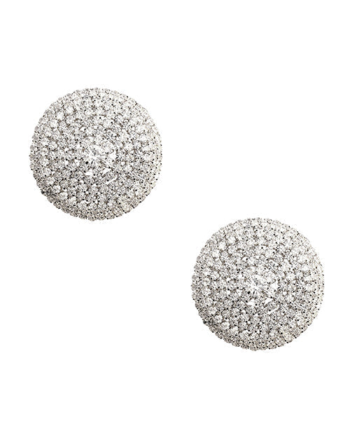 Cache-tétons réutilisables en silicone Neva Nude Burlesque Big O Crystal Jewel - Argent Taille Unique