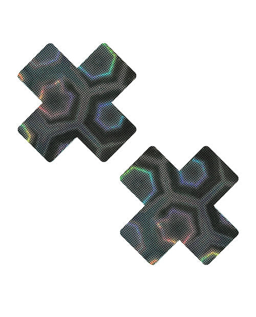 Cache-tétons X Factor holographiques Neva Nude - Noir Taille unique