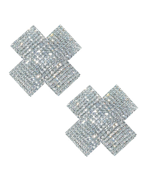 Cache-tétons en silicone réutilisables Neva Nude Cross Crystal Jewel - Transparent Taille Unique