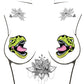 Cubrepezones de dinosaurio Neva Nude Black Light - Verdes T/U