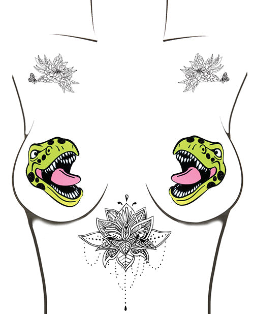 Cubrepezones de dinosaurio Neva Nude Black Light - Verdes T/U