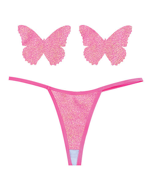 Neva Nude Naughty Knix Bella Rosa Brillantes Tanga y Pezoneras - Rosa Suave T/U