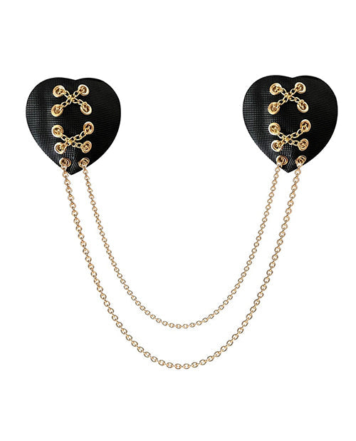 Cubrepezones con cadena de dos corazones Neva Nude - Negro T/U