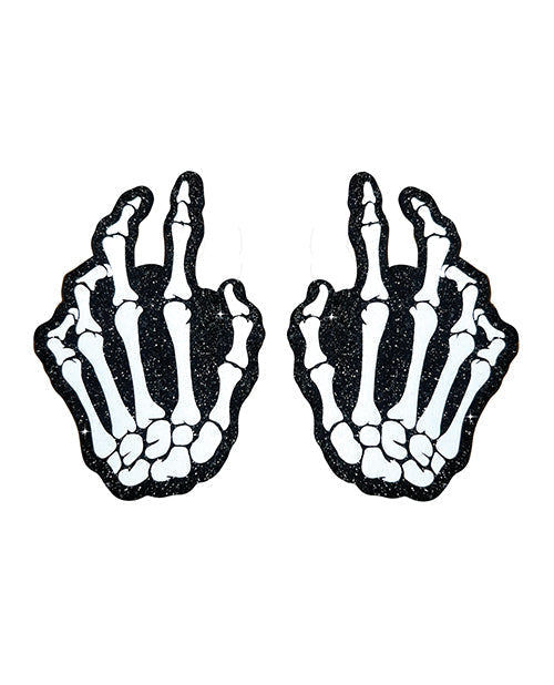 Cubrepezones Neva Nude Holográficos Manos de Esqueleto - Blanco/Negro Talla Única