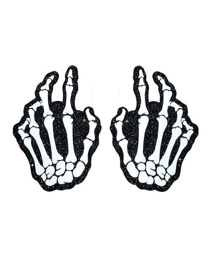 Cubrepezones Neva Nude Holográficos Manos de Esqueleto - Blanco/Negro Talla Única