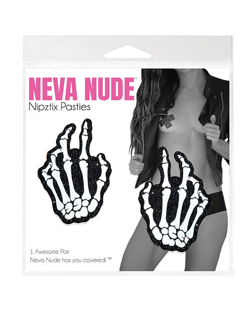 Cubrepezones Neva Nude Holográficos Manos de Esqueleto - Blanco/Negro Talla Única