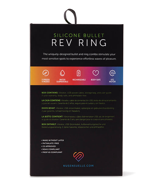Nu Sensuelle Rev Silicone 7 fonctions Bague balle en silicone avec pointe vibrante – Bleu marine