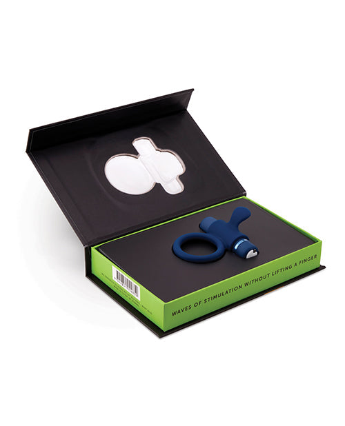 Nu Sensuelle Rev Silicone 7 fonctions Bague balle en silicone avec pointe vibrante – Bleu marine