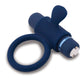 Nu Sensuelle Rev Silicone 7 fonctions Bague balle en silicone avec pointe vibrante – Bleu marine